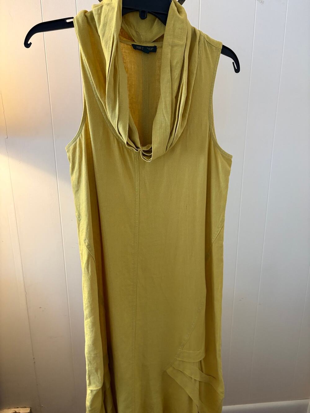 For Cynthia Mustard Yellow Linen Dress  Sz Medium